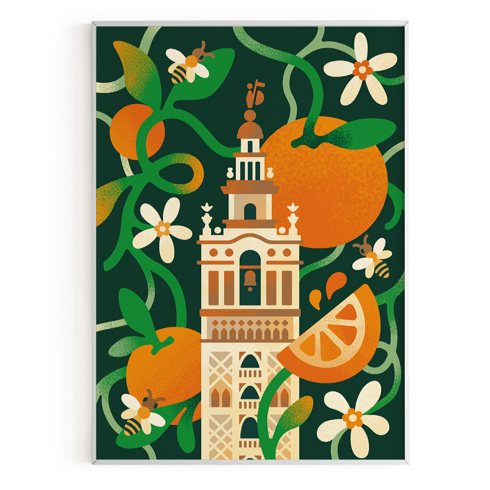 Giralda con naranjas y abejas